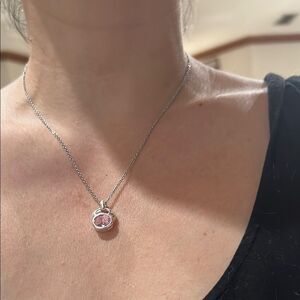 Elegant Pink and Silver Pendant Necklace
